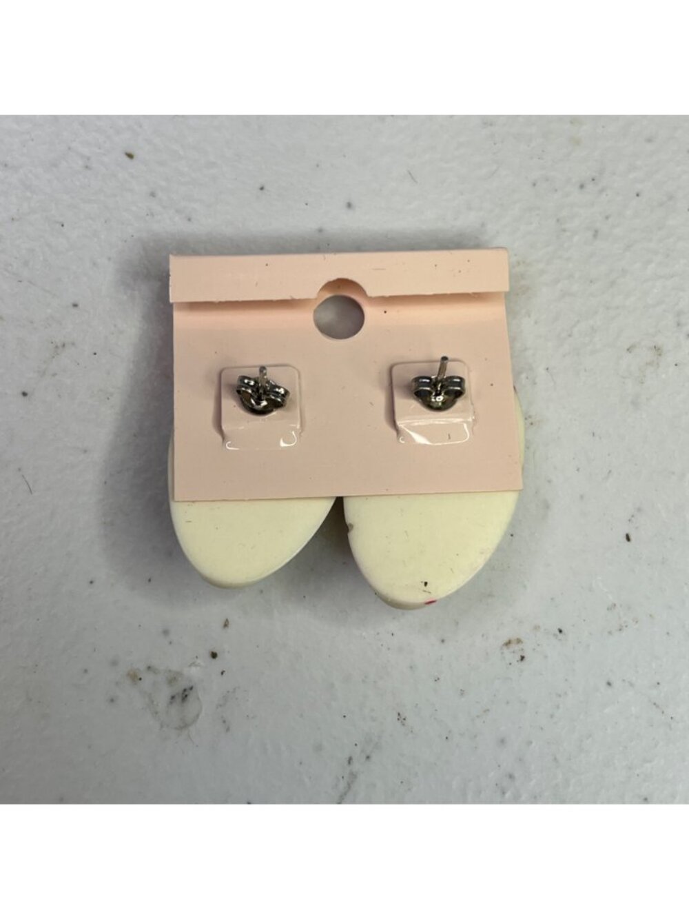 Vintage KMQ Mime Mask Face Stud Earrings Painted Red & Green - Picture 5 of 6
